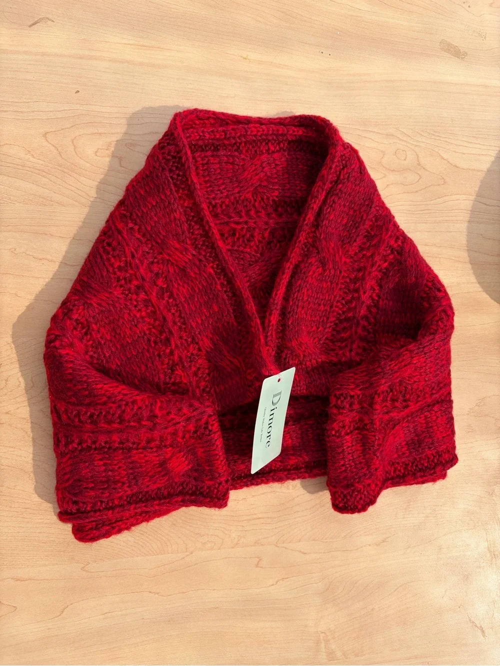 Unisex Large warm knitted long winter scarf Red